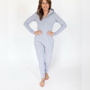 Smash + Tess The Harris Hoodie Romper Light Gray Jumpsuit Size XXS